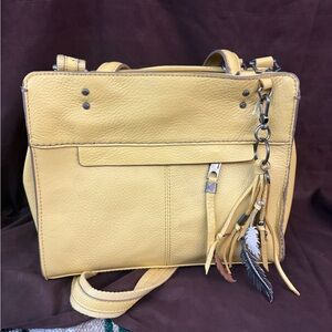 The Sak Genuine Leather Mustard Yellow Tote Crossbody Bag | Boho Style